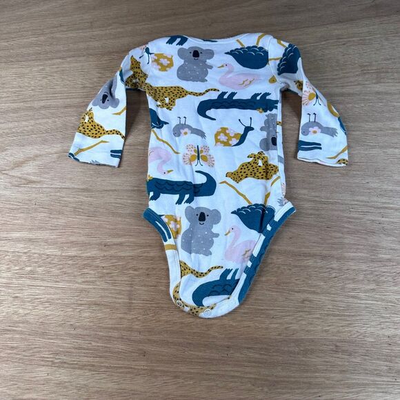 Carter’s 12M Long Sleeve Bodysuit Safari Animal Print Koala Gator Leopard - Picture 2 of 4
